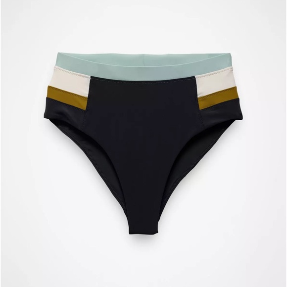 Prana Other - Prana Baja Bound High Rise Swim Bottom Black Colorblock Chlor Resist Quick Dry